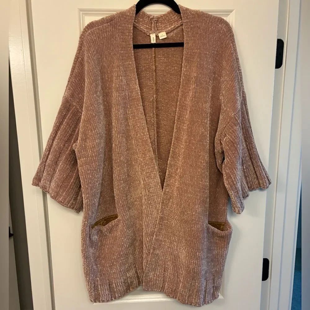 ANTHROPOLOGIE MOTH Chenille Cardigan Mauve Women’s Size Medium